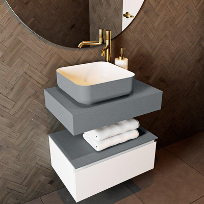 Mondiaz TOP 41 Vrijhangend Topblad - 60x41x12cm - geschikt voor waskom - Solid surface - Plata