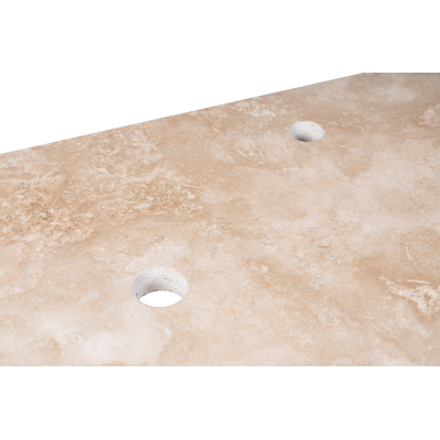Saniclass Travertine Topblad - 100x46cm - 1 kraangat - 1 sifon-uitsparing - gemeleerd natuursteen