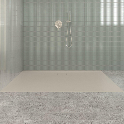 Villeroy & Boch Ecora douchebak - 160x90x3.5cm - afvoer lange zijde - almond (beige)