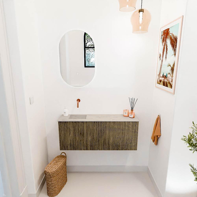 Mondiaz JOYA-DLUX 100cm toiletmeubel - kleur Dusk - Wastafel FAYE positie Links Zonder kraangat kleur Opalo.
