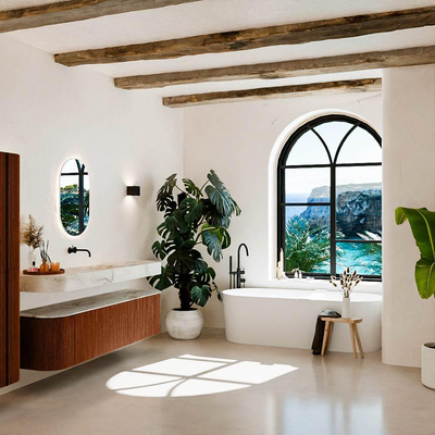 MONDIAZ THOR-DLUX 180cm meuble de salle de bains arrondi gauche + droite couleur Ruby avec 2 tiroirs et 2 portes. Vasque suspendue CLOUD Centre sans trou de robinet couleur Frappe.