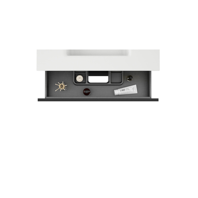 Saniclass Chacito Ensemble meuble de salle de bains - 100x40x55cm - peu profond - 2 tiroirs - sans poignée - lavabo blanc brillant - 1 trou de robinet - noir mat