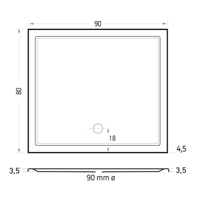 Xenz Mariana douchebak - 90x80x7 - Acryl - ebony