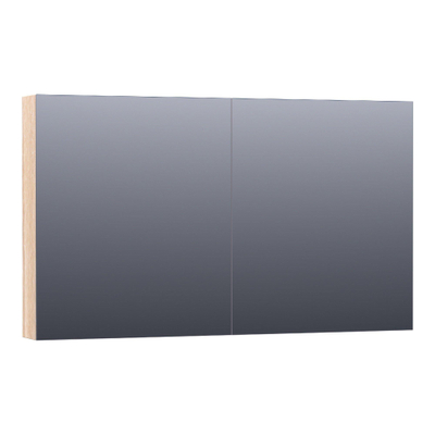 BRAUER Impress spiegelkast – 119x70x15 cm – 2 deuren, dubbelzijdige spiegeldeuren – Eiken wit