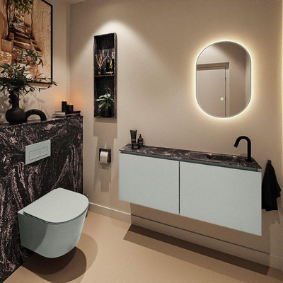 MONDIAZ TURE-DLUX Meuble toilette - 120cm - Greey - EDEN - vasque Lava - position droite - 1 trou de robinet