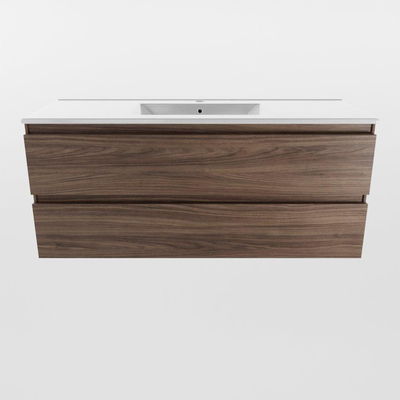 Mondiaz AIVY Ensemble de meuble - 120x45x50cm - 1 trou de robinet - 1 vasque Urban Solid surface - Centre - 2 tiroirs - sans miroir - Melamine Mocha