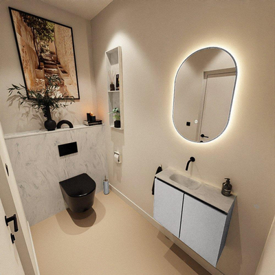 MONDIAZ TURE-DLUX 60cm toiletmeubel Plata. EDEN wastafel Opalo positie links. Zonder kraangat.