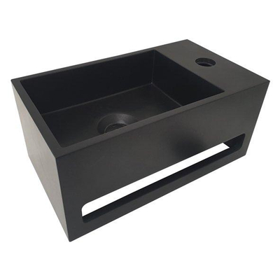 Wiesbaden Julia Fontein rechts - 35x20x16cm - solid surface - mat zwart