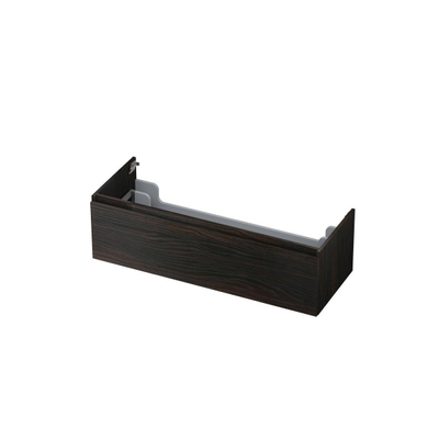 INK Wastafelonderkast - 120x45x35cm - 1 lade - greeploos - met houten keerlijst - MFC - Intens eiken