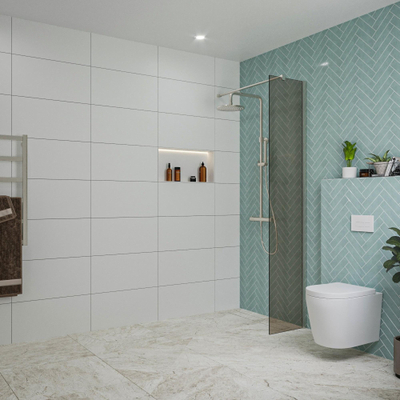 FugaFlow Eccelente Vetro Douche à l'italienne - 40x200cm - verre fumé - Inox brossé