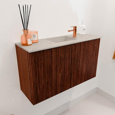 Mondiaz JOYA-DLUX 70cm toiletmeubel - kleur Ruby - Wastafel FAYE positie Midden 1 kraangat kleur Opalo.