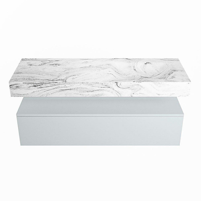 Mondiaz ALAN-DLUX Ensemble de meuble - 130cm - meuble Clay mat - 1 tiroir - Lavabo Cloud Glace suspendu - vasque Droite - 1 trou de robinet