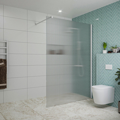 Fortifura Galeria Douche à l'italienne - 140x200cm - verre nervuré - Blanc mat