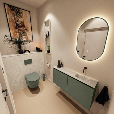 MONDIAZ TURE-DLUX 100cm toiletmeubel Army. EDEN wastafel Ostra positie rechts. Zonder kraangat.