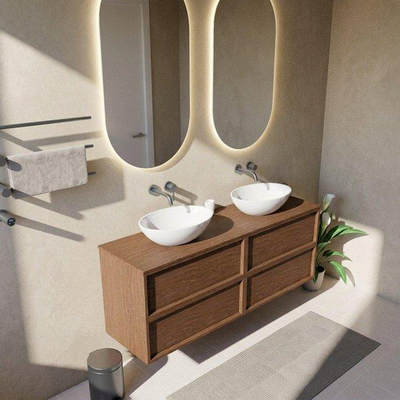 Saniclass Holz Frame Meuble bas de salle de bains - 160x45x60cm - 4 tiroirs - walnut pure