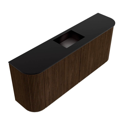 Mondiaz JOYA 103.2cm toiletmeubel - ronding links en rechts kleur Walnut - Wastafel FAYE positie Midden Zonder kraangat kleur Urban.