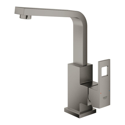 GROHE Eurocube wastafelkraan l-size met waste brushed hard graphite