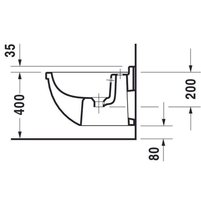 Duravit Starck 3 Wandbidet - 355x320x540mm - 1 kraangat overl w.gliss - wondergliss - glans wit