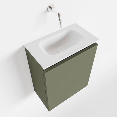 Mondiaz TURE Meuble lave-mains 40x23x50cm sans trous de robinet 1 porte Army mat Lavabo Eden Centre Solid Surface Blanc