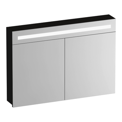 BRAUER Promise armoire de toilette - 100x70x15cm -- avec éclairage 2 portes miroir Timber Black