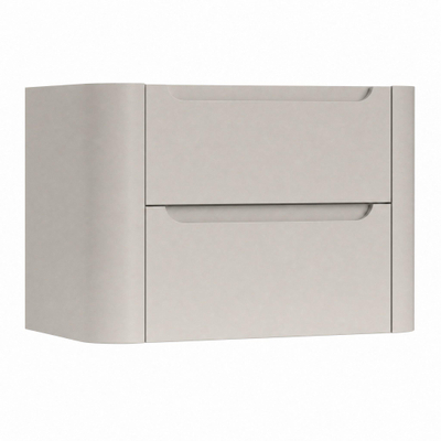 H&R Badmeubelen Juice Meuble sous vasque - 80x45x50cm - coins arrondis - 2 tiroirs - poignée intégrée - beige mat