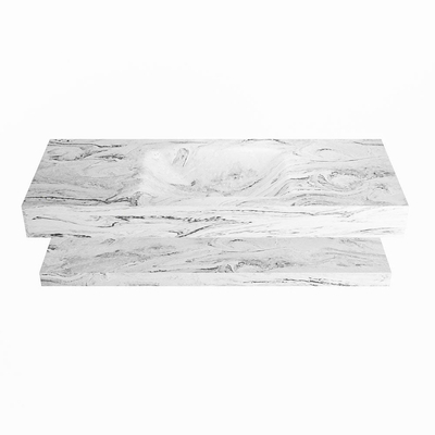 MONDIAZ ALAN - DLUX Badkamermeubelset - 120cm - planchet - Glace - vrijhangende wastafel - wasbak midden - 1 kraangat - Glace