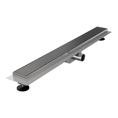 Brauer Caniveau de douche - 70x7.5cm - bride de sol - grille de carrelage réversible - inox - gunmetal brossé