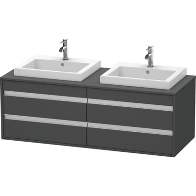 Duravit Ketho Meuble sous-lavabo avec 4 tiroirs pour 2 lavabos encastrables 140x42.6x55cm graphite