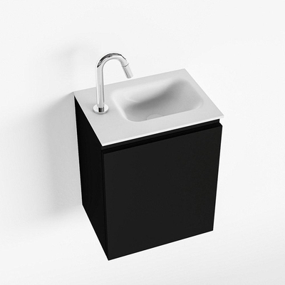 MONDIAZ OLAN Kit lave-mains - 40x30x40cm - 1 trou de robinet - 1 tiroir - urban mat - lavabo à droite - Solid Surface Blanc