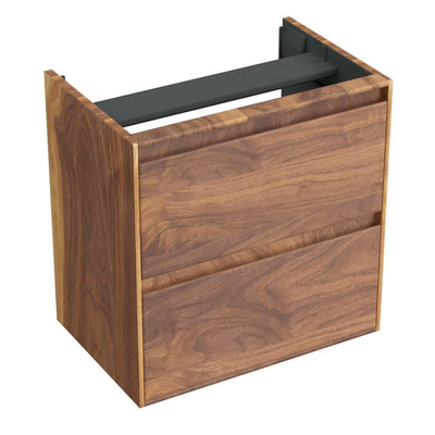 Forzalaqua Reno 2.0 meuble sous-lavabo 59,5x39,5x60cm avec 2 tiroirs softclose sans poignées Chêne massif Pure Walnut