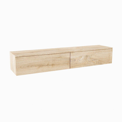 MODULE MONDIAZ ALAN Meuble sous lavabo - 180x45x30cm - 2 tiroirs - push to open - Mélamine - Chêne blanchi mat