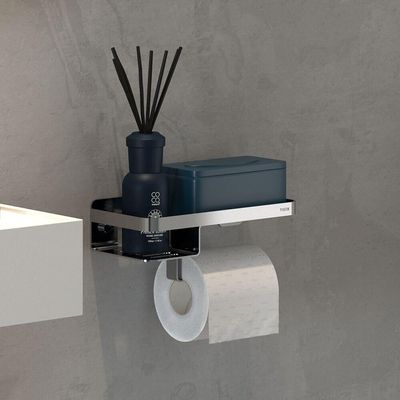 Tiger Caddy Toiletrolhouder met planchet Chroom