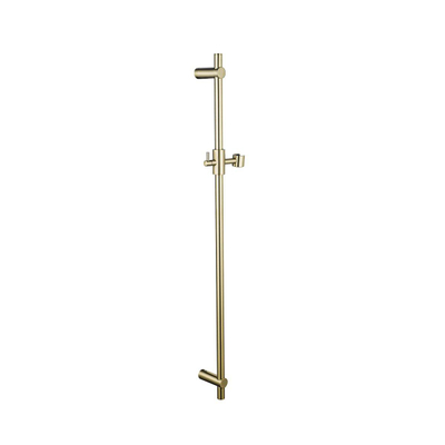 Fortifura Calvi Ensemble de douche pluie encastrable - thermostatique - bras plafond - pommeau 25cm - barre curseur - douchette ronde - flexible lisse - Laiton brossé (doré)