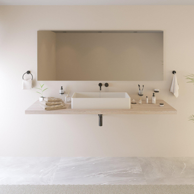Ideavit Solidtop Vasque à poser 80x40x15cm rectangulaire 0 trous de robinet 1 cuve Solid surface blanc