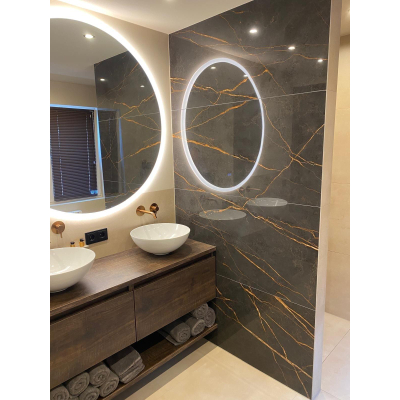ÉCHANTILLON Terravito Dapuro carreau mural et de sol - 60x120cm - rectifié - aspect pierre naturelle - Laurent polished poli (anthracite)