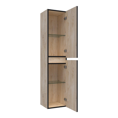 BRAUER Joy Edge armoire de salle de bains - 160x35x35cm - 2 portes - ouverture à gauche ou à droite - sans poignée - Forest Wheat