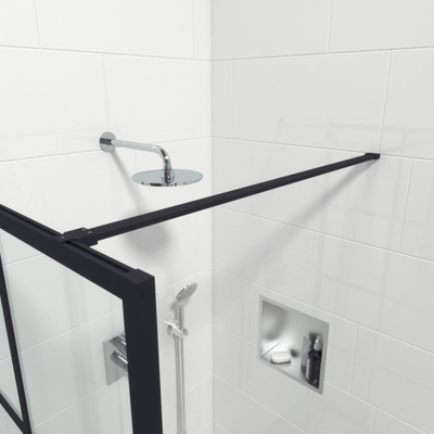 Marenza Bellini Inloopdouche - 110x200cm - helder glas - windows frame buitenzijde - anti kalk - mat zwart