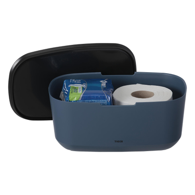 Tiger Tess Boîte de rangement avec couvercle autoportante Bleu Noir