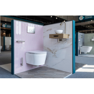 QeramiQ Push Metal Plaque de commande - pour réservoir encastré Geberit UP320 - double chasse - boutons ronds - métal inox