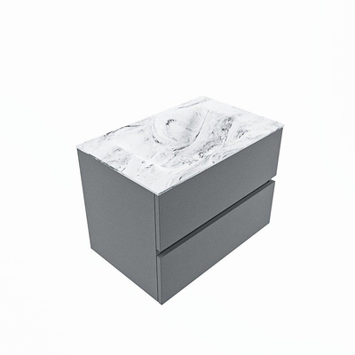 MONDIAZ VICA-DLUX Ensemble meuble de salle de bains - 70cm - sous-meuble plata - 2 tiroirs - lavabo encastré cloud central - sans trous de robinetterie - version haute 60cm - glace