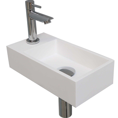 Ink Versus pack lave-mains – 36 x 18 x 9 cm – polystone blanc – perçage à gauche – robinet chromé
