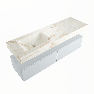 Mondiaz ALAN-DLUX Ensemble de meuble - 150cm - meuble Clay mat - 2 tiroirs - Lavabo Cloud Frappe suspendu - vasque Gauche - 1 trou de robinet