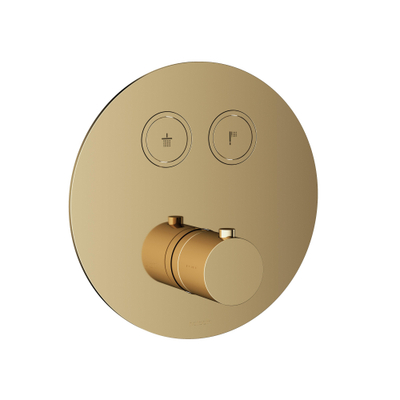 Hotbath Cobber afbouwdeel inbouwthermostaat met 2 pushbuttons gepolijst messing OUTLETSTORE