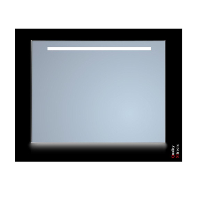 Sanicare Spiegel met 1 x horizontale strook + Ambiance licht onder "Warm White" Leds 120 cm omlijsting zwart