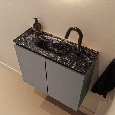 MONDIAZ TURE-DLUX Meuble toilette - 60cm - Smoke - EDEN - vasque Lava - position centrale - 1 trou de robinet