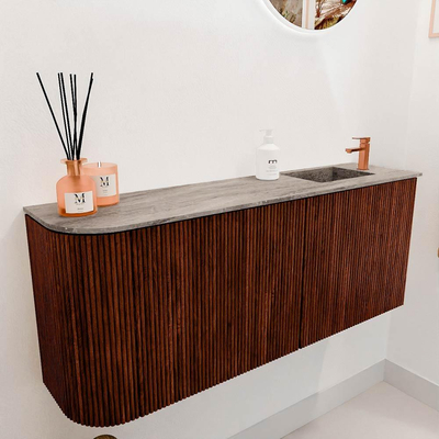 Mondiaz JOYA-DLUX 101.6cm toiletmeubel - ronding links kleur Ruby - Wastafel FAYE positie Rechts 1 kraangat kleur Oza.