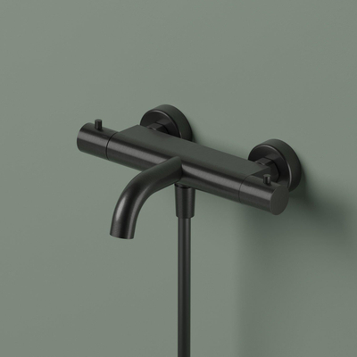 Hotbath Ace Thermostatische badkraan - opbouw - 2 functies - PVD - geborsteld zwart