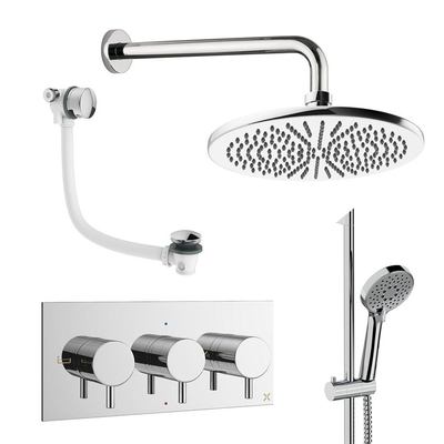 Crosswater MPRO inbouw regendoucheset – Ø30 cm hoofddouche – ronde handdouche – 3 hendels – badafvoer – chroom