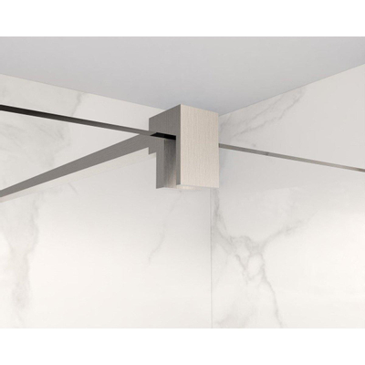 FortiFura Galeria barre de renfort rallongée 200cm pour douche à l'italienne - avec kit de fixation - Inox brossé