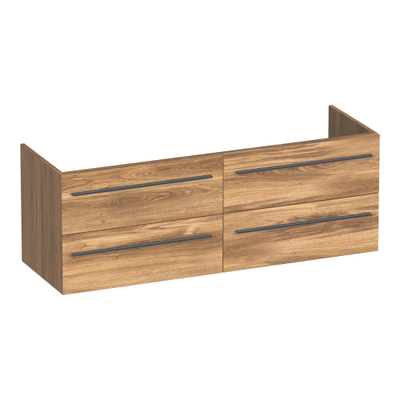 BRAUER Trust wastafelonderkast 140 excl. opbouwgrepen 4 softclose lades en 2 sifon uitsparingen - Honey